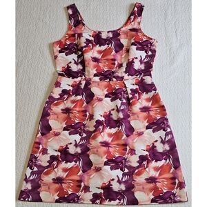 LOFT Fit & Flare Pleated Floral Dress